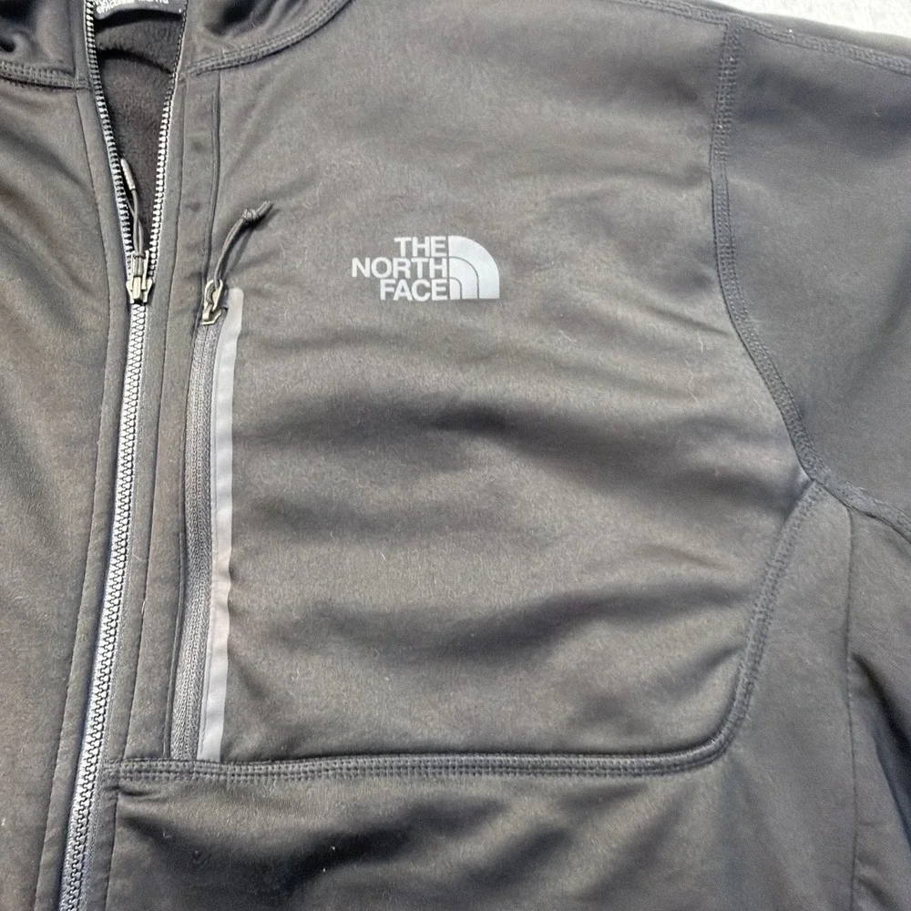 North Face Mens Zip Up Black  Lightweight Fleece Jacket size XXL 2XL VGUC